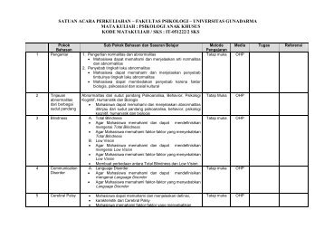 SATUAN ACARA PERKULIAHAN â FAKULTAS ... - SAP Gunadarma