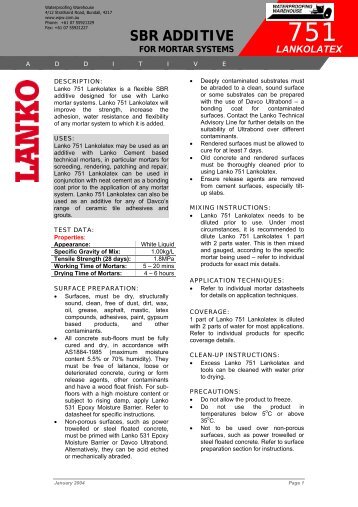 Davco Lankolatex 751 data sheet - Waterproofing Warehouse