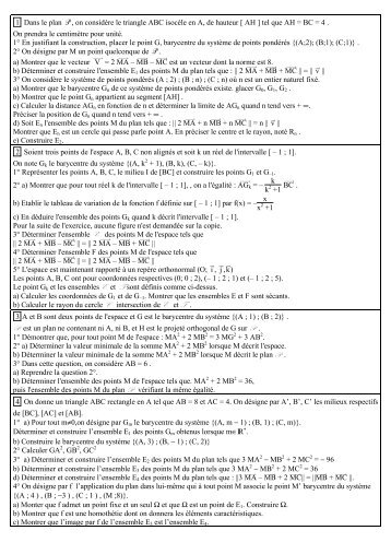 Fiche exercices de type bac