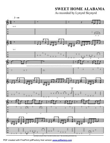 âSweet Home Alabamaâ (PDF) - Guitar Alliance