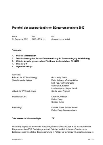 Protokoll der ausserordentlichen BÃ¼rgerversammlung 2012