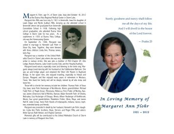 In Loving Memory of Margaret Ann Flohr - Fratzke & Jensen Funeral ...