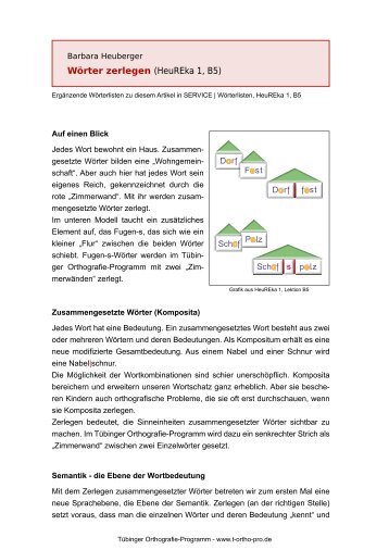 Wörter zerlegen (HeuREka 1, B5) - Tübinger Orthografie-Programm