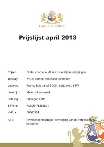 prijslijst april 2013 - Carel Lurvink