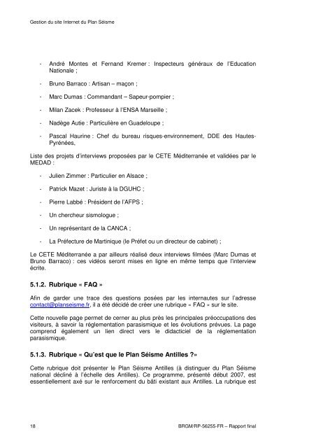 rapport de synthÃ¨se 2007-2008 - Le Plan SÃ©isme