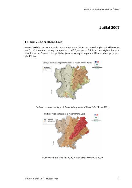 rapport de synthÃ¨se 2007-2008 - Le Plan SÃ©isme