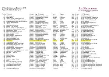 Weinprämierung La Sélection 2011 Resultate Médaille d'argent