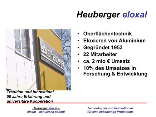 Heuberger eloxal - Fabrik der Zukunft