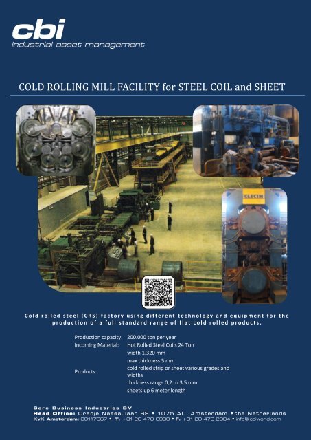 COLD ROLLING MILL FACILITY for STEEL COIL and SHEET