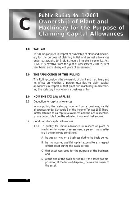 Public Ruling No. 1/2001 Ownership of Plant and Machinery for the ...