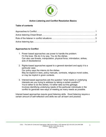 Active Listening and Conflict Resolution Basics â PDF - COCo