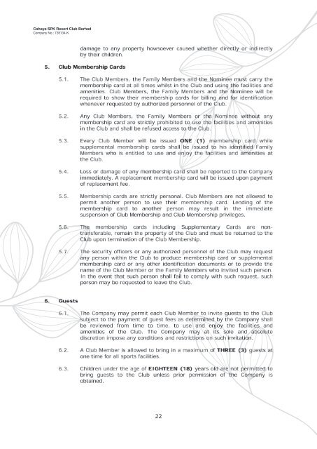 Club Constitution & Bye-Laws - Cahaya SPK Resort Club