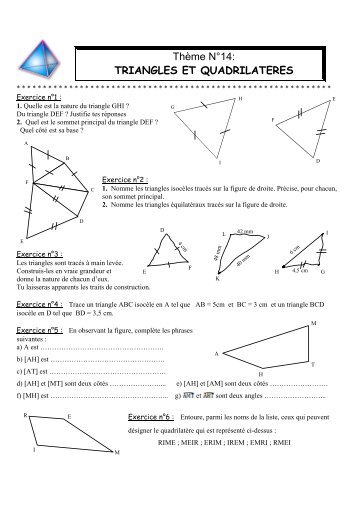 ThÃ¨me NÂ°14: TRIANGLES ET QUADRILATERES