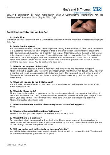 EQUIPP Participant Information Sheet - MedSciNet