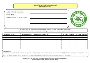 Sponsorship Form - Dorset and Somerset Air Ambulance