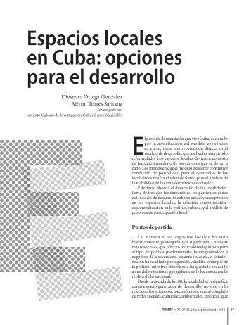 Espacios locales en Cuba: opciones para el desarrollo - Temas