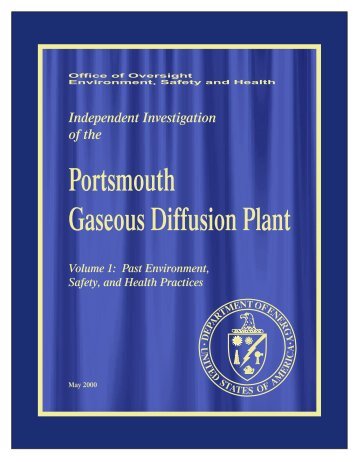 Independent Investigation of the Portsmouth Gaseous Diffusion Plant