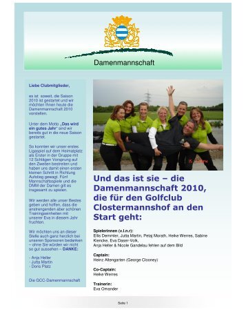 09.06.2010 Newsletter mit Teamvorstellung - Golfclub Clostermanns ...