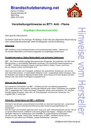 Verarbeitungshinweise zu BTT- Anti - Brandschutzberatung.net