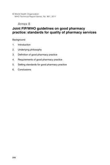 Annex 8 Joint FIP/WHO guidelines on good pharmacy practice ...