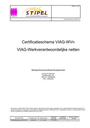 Certificatieschema VIAG-WVn VIAG-Werkverantwoordelijke ... - Stipel