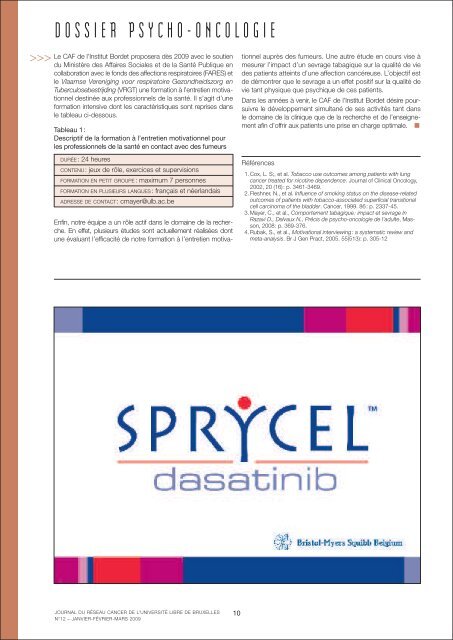 DOSSIER PSYCHO-ONCOLOGIE - Institut Jules Bordet Instituut