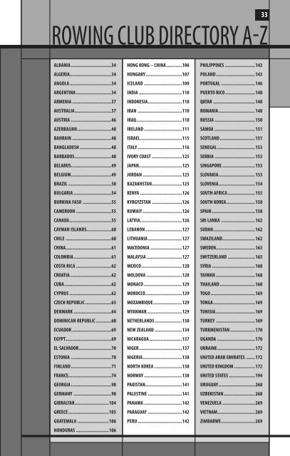 ROWING CLUB DIRECTORY A-Z - Bhfinder.com