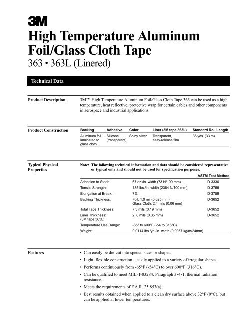 М High Temperature Aluminum Foil/Glass Cloth Tape
