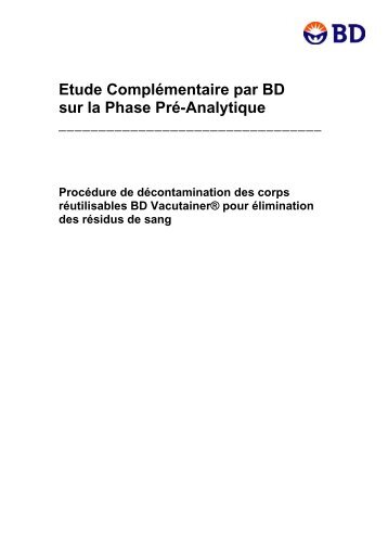 ProcÃ©dure de dÃ©contamination des corps rÃ©utilisables BD ...