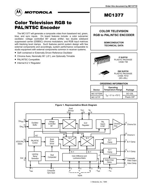 MC1377 Color Television RGB to PAL/NTSC Encoder