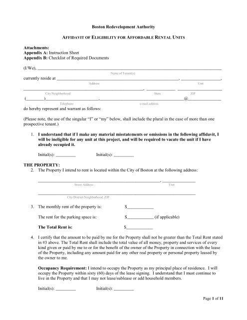 BRA Rental Affidavit of Eligibility - Clients Rentjuice