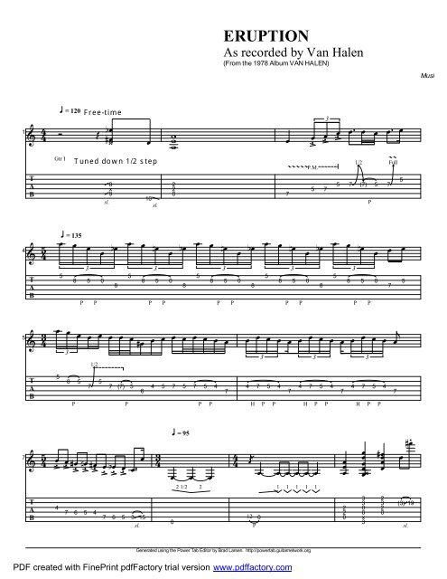 Complete Transcription To "Eruption" (PDF) - Guitar Alliance