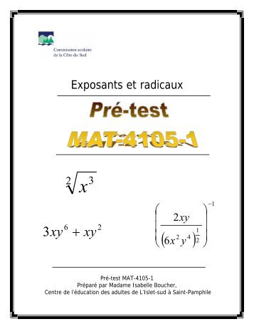 Corrigé Pré-test MAT-4105-1