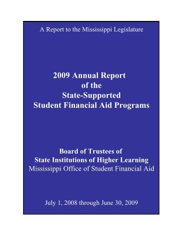 2009 Annual Report of the State-Supported Student Financial Aid ...