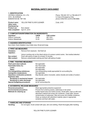 J418 MSDS - Ostrem Chemical Co. Ltd.