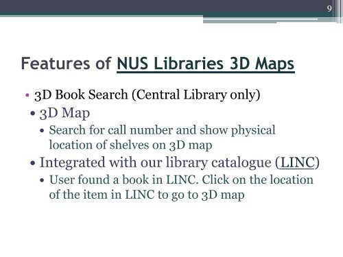 NUS Libraries 3D MAP - Library Association of Singapore