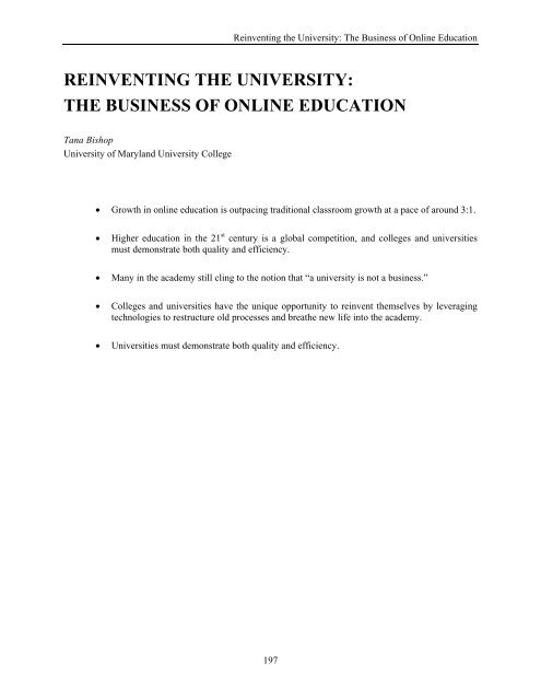 Elements of Quality Online Education cation
