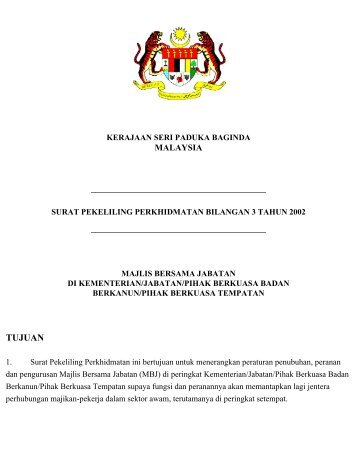 Surat Pekeliling Bil 3 Tahun 2002 - Majlis Bersama Jabatan KKR