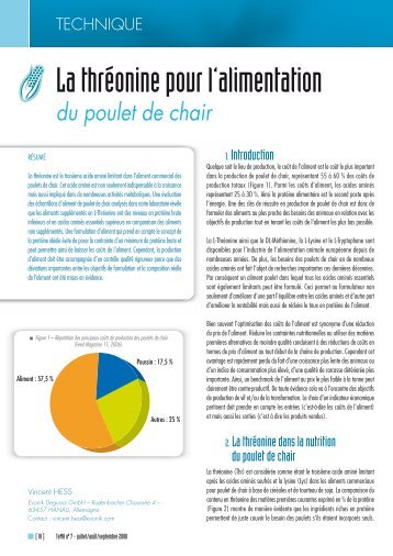 L'utilisation de la thréonine dans l'alimentation du poulet de chair