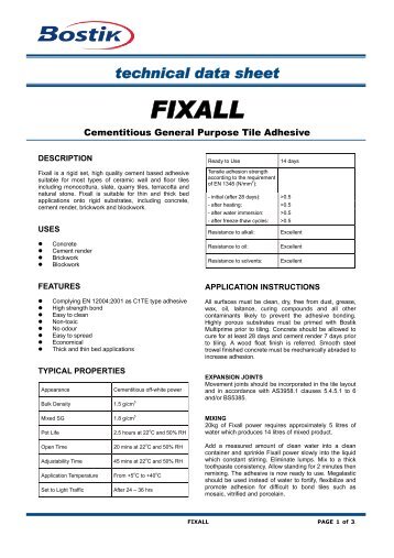 FIXALL - Bostik Hong Kong Limited