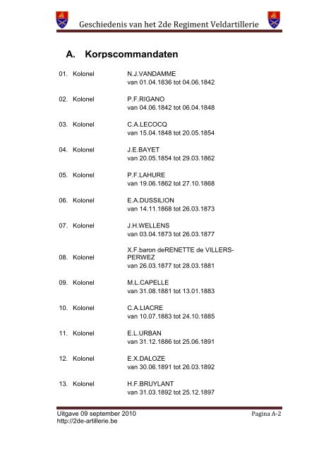 Bijlage A - KorpsCmdt/Adjt/Brig/EreBrig - 2de-artillerie.be