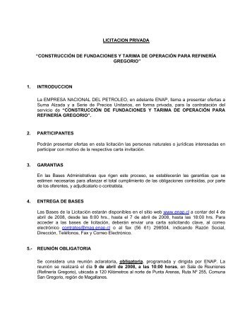 LICITACION PRIVADA “CONSTRUCCIÓN DE ... - Enap