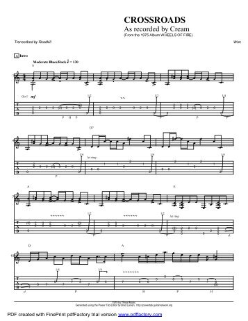 Complete Transcription To "Crossroads" (PDF) - Guitar Alliance