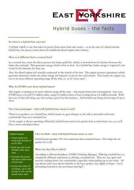 Hybrid buses - the facts publisher - East Yorkshire Motor Services Ltd