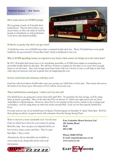 Hybrid buses - the facts publisher - East Yorkshire Motor Services Ltd