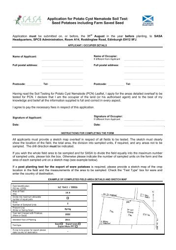 Soil Testing for PCN Application Form - SASA