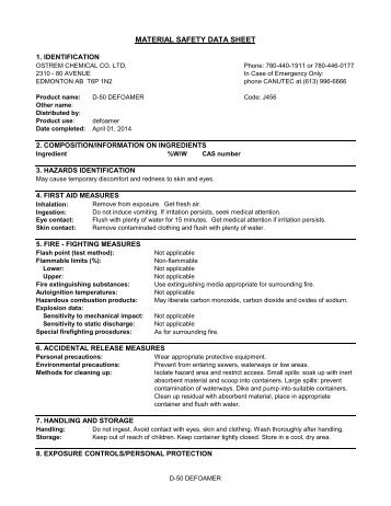 J456 MSDS - Ostrem Chemical Co. Ltd.