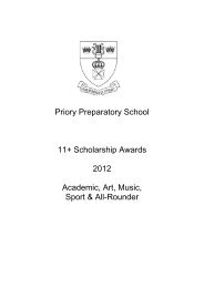 11+ Art, Music and Sport Scholarships - Priory Preparatory School