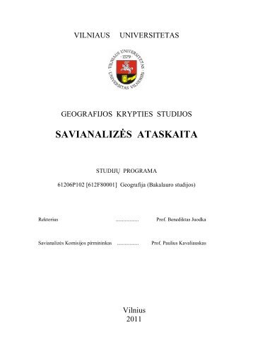Geografijos bakalauro studijÅ³ krypties savianalizÄs ataskaita (BA)