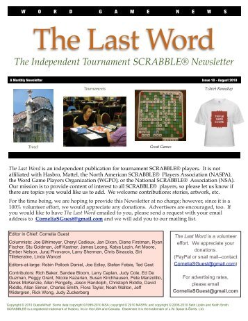August 2010 - The Last Word Newsletter